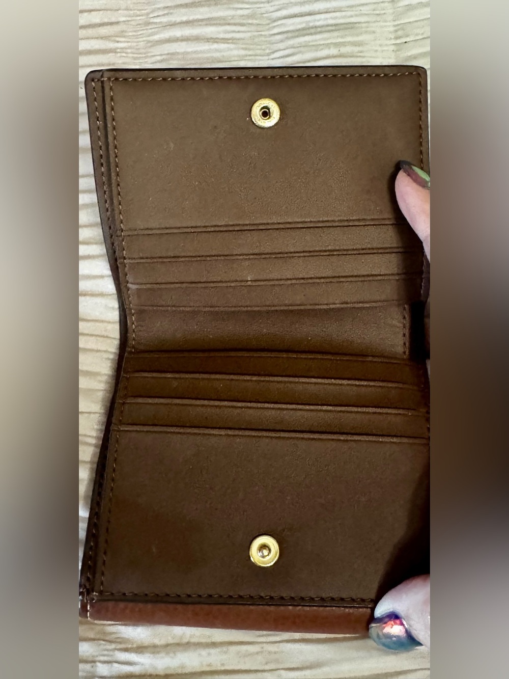 Coach Signature Canvas Wallet with Brown and Black Trim - Picture 3 of 6